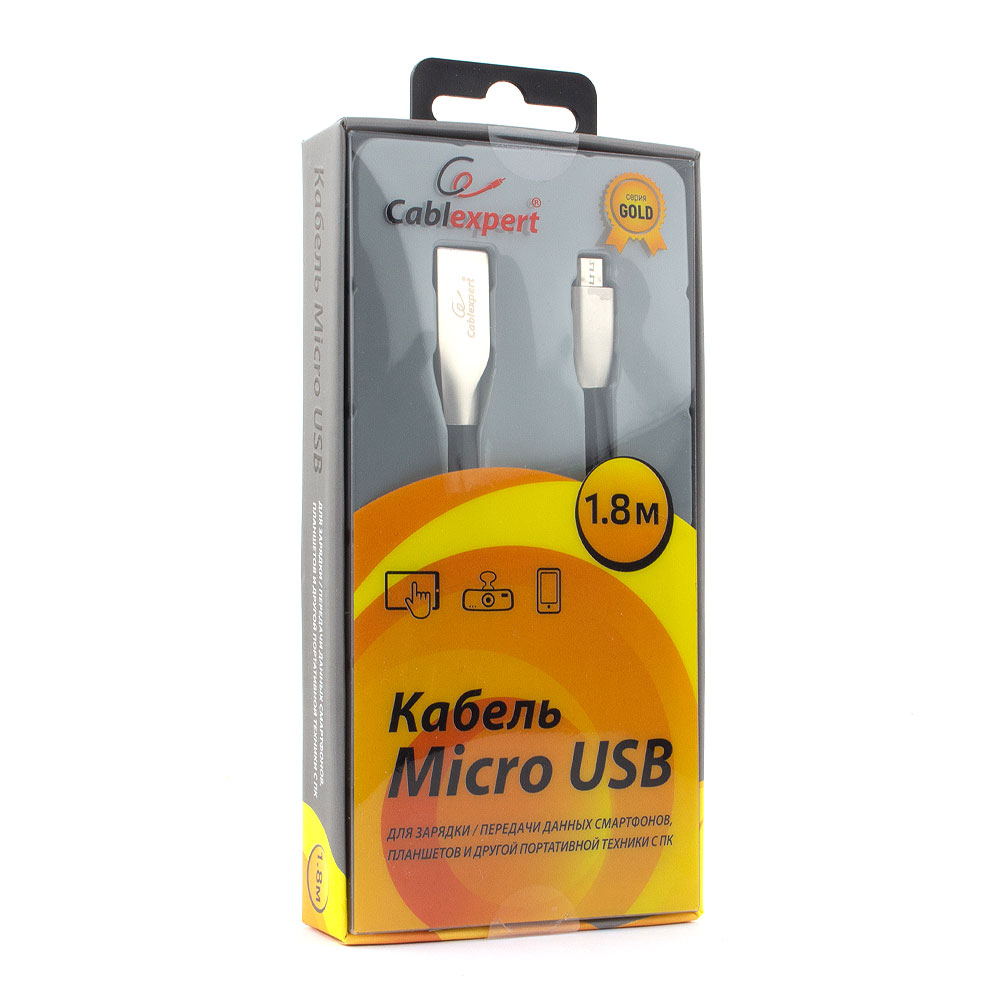 Micro USB кабель Cablexpert CC-G-mUSB01Bk-1.8M
