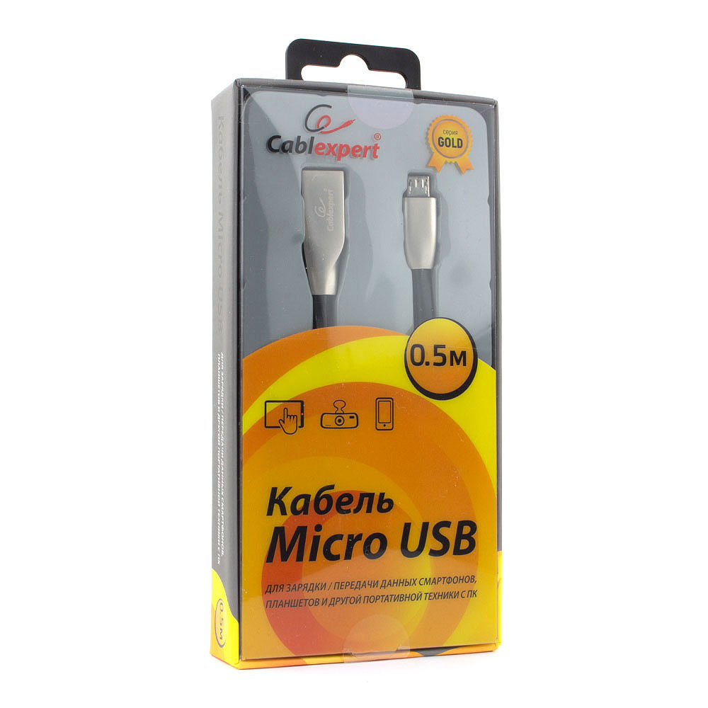 Micro USB кабель Cablexpert CC-G-mUSB01Bk-0.5M