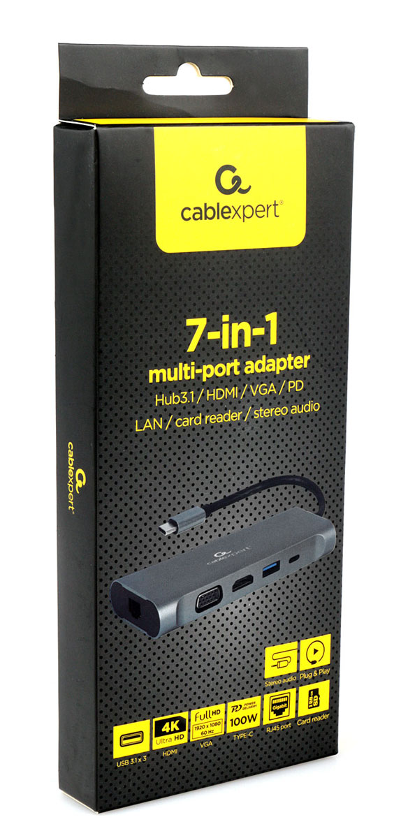 USB Type-C адаптер 7-в-1 Cablexpert A-CM-COMBO7-01