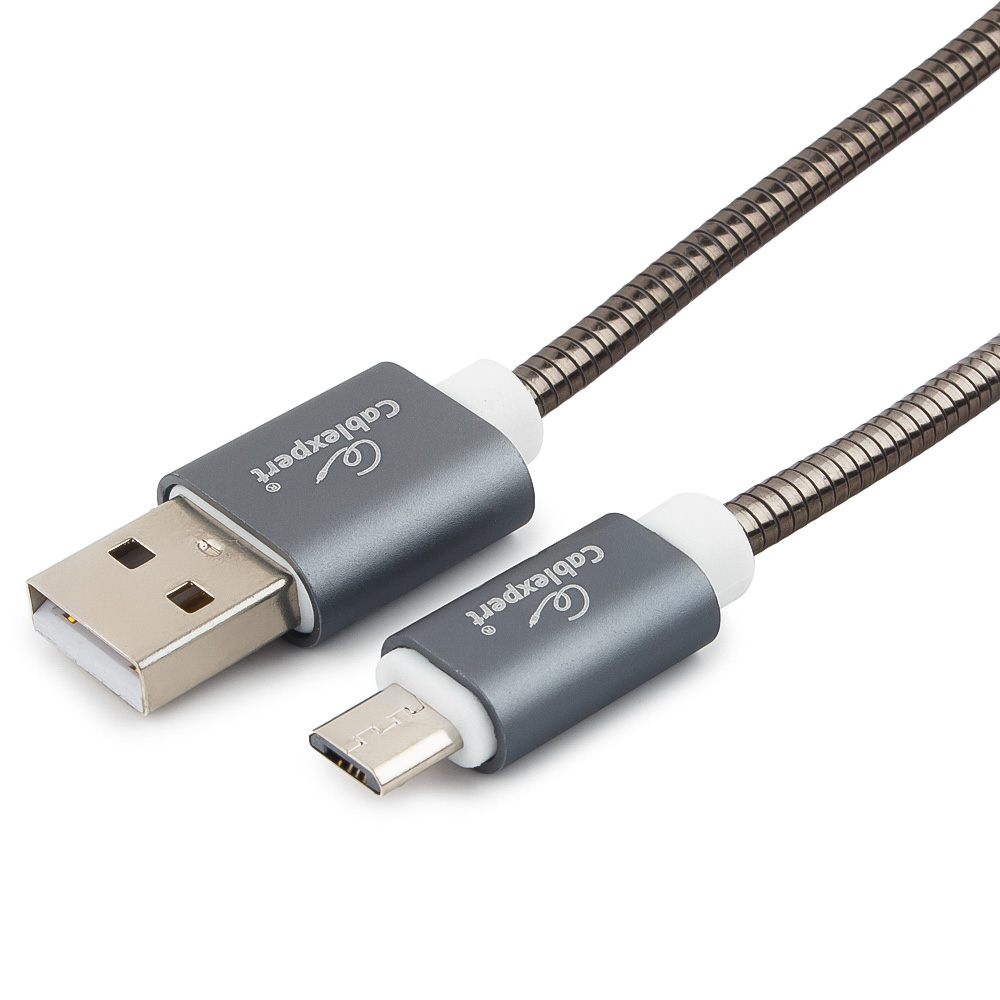 Micro USB кабель Cablexpert CC-G-mUSB02Gy-1M