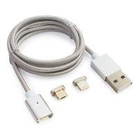 Магнитный USB кабель (Micro + Lightning) Cablexpert CC-USB2-AMLM3-1M